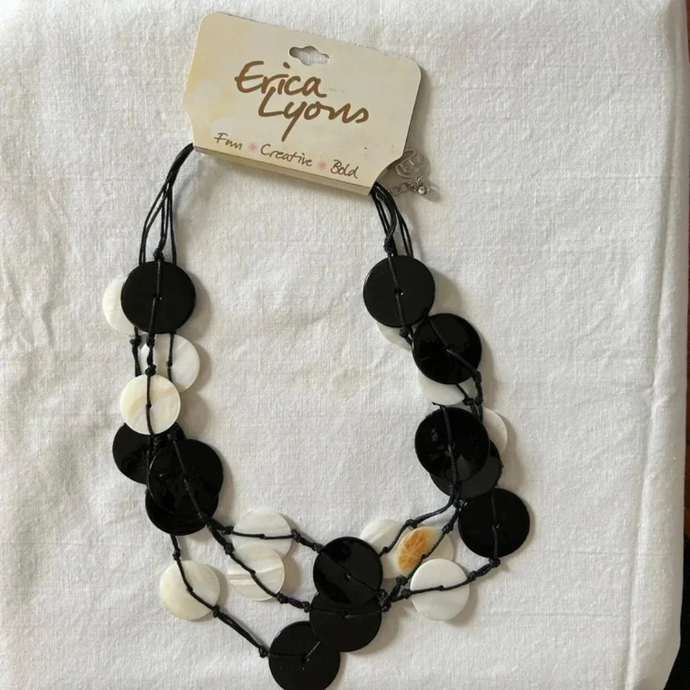 Erica Lyons Black and White Costume Jewelry w/ Black and White Bead Strands - Picture 3 of 6